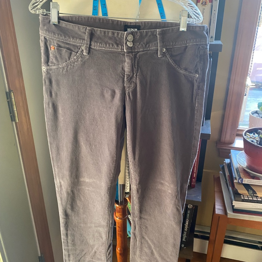 HUDSON COLLIN FLAP SKINNY JEANS in GRAY CORDUROY 29